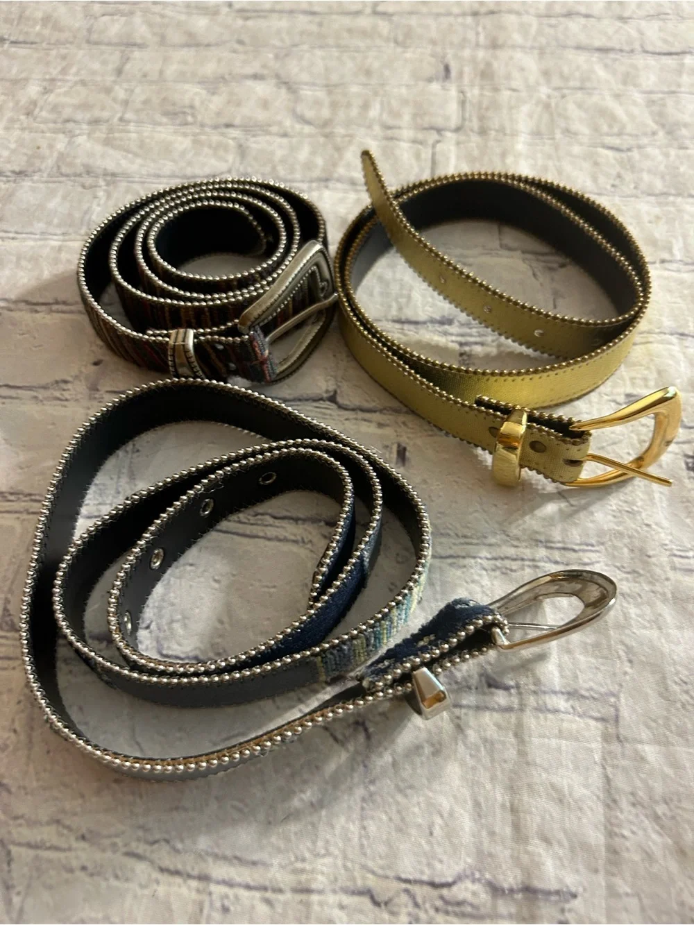 VINTAGE ELITE(2) BOHO & (1) COLOR BLOCK VTG DENIM  STYLE WOMEN’S BELTS
